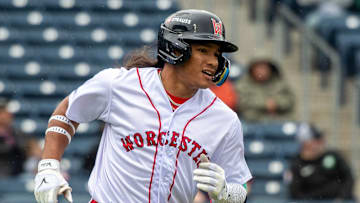 Worcester center fielder Jhostynxon Garcia runs the bases after hitting a first inning home run against the Durham Bulls May 23.