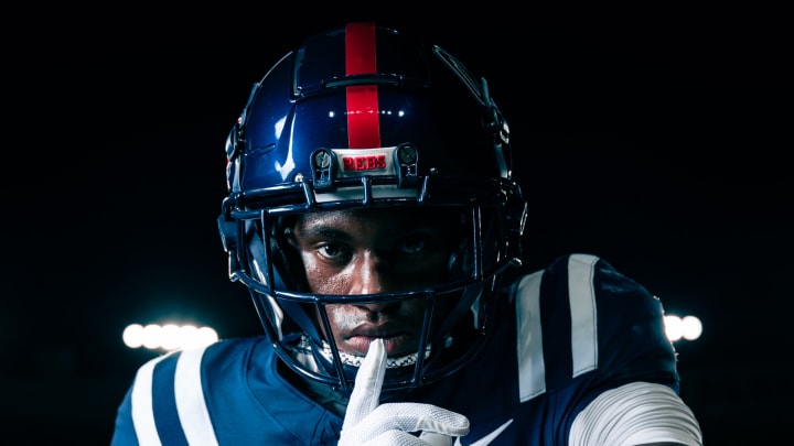 Ole Miss Rebels defensive back Trey Washington in the team's Week 1 uniform reveal.