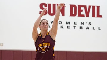 Marley Washenitz shoots a free throw as Arizona State University's women's basketball practices at Weatherup Center on Oct. 29, 2025, in Tempe.