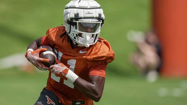 Texas Longhorns Silas Bolden during the first fall football camp practice for the Texas Longhorns at Denius Fields on Wednesday, July 31, 2024.