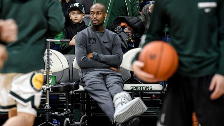 Michigan State's Joshua Langford looks on during warmups before the Spartans game against Michigan on Sunday, Jan. 5, 2020, at the Breslin Center in East Lansing.
200105 Msu Michgan 003a Michigan State's Joshua Langford looks on during warmups before the Spartans game against Michigan on Sunday, Jan. 5, 2020, at the Breslin Center in East Lansing.
200105 Msu Michgan 003a