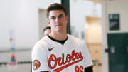 Baltimore Orioles prospect Coby Mayo waits to be introduced during the Birdland Caravan fan rally at South Hagerstown High School on Saturday, Jan. 27, 2024.