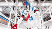 Ole Miss cornerback Trey Amos wearing the Rebels' uniform combination for this weekend's game against Florida.