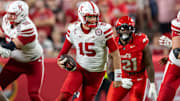 Nebraska quarterback Dylan Raiola scrambles for nine yards against Cincinnati at Arrowhead Stadium in Kansas City.