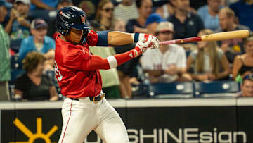 Worcester’s Kristian Campbell hits a two-run home run in the fifth inning against Lehigh Valley July 29 at Polar Park.