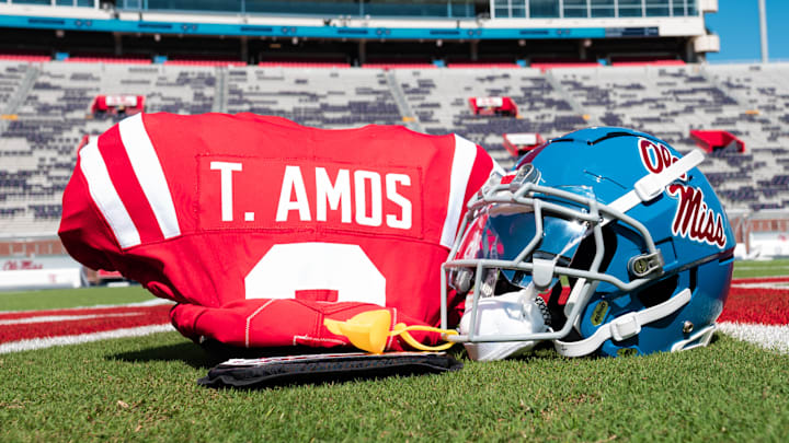 Ole Miss will be donning powder blue helmets, red jerseys and gray pants against Middle Tennessee on Saturday.