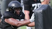 Purdue offensive lineman Marcus Mbow (63) during practice, Friday, Aug. 13, 2021 at Bimel Practice Complex in West Lafayette. 