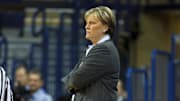 Jan 12, 2011; Toledo, OH, USA; Toledo Rockets head coach Tricia Cullop in the second half against the Northern Illinois Huskies at Savage Arena. Toledo defeated Northern Illinois 42-31. Mandatory Credit: Rick Osentoski-Imagn Images