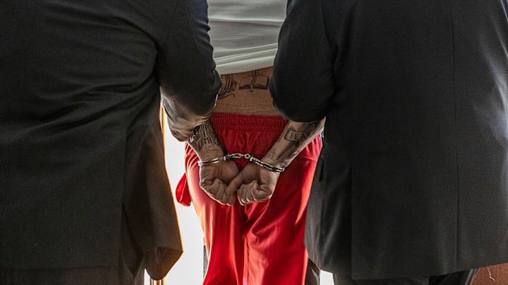 FX’s American Sports Story: Aaron Hernandez -- Pictured: (center) Josh Rivera as Aaron Hernandez. CR: Eric Liebowitz/ FX