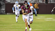 Sep 13, 2025; Blacksburg, Va.; Virginia Tech receiver Ayden Greene (0) runs after a catch during the third quarter.