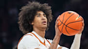 Texas Longhorns forward Devon Pryor (22) shoots a free throw as the Longhorns take on Mizzou at the Moody Center on Jan. 21, 2025.