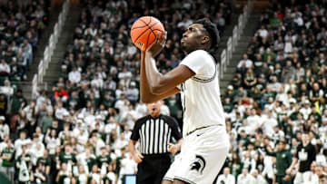 Michigan State's Xavier Booker makes a 3-pointer against Ohio State during the first half on Sunday,