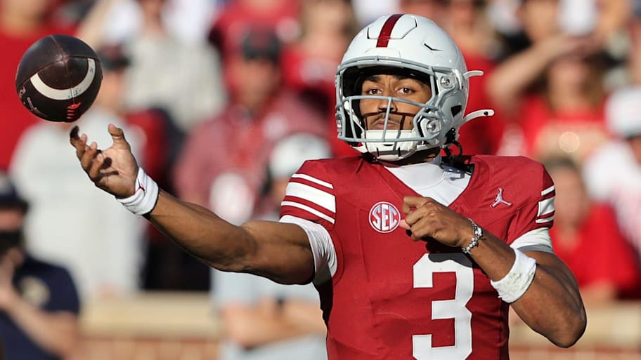 Oklahoma quarterback Michael Hawkins Jr. throws a pass.