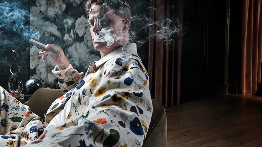 Joe Burrow cigar smoking flowered suit 