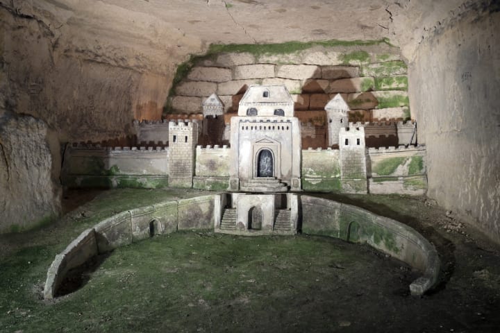 Model of France's Port-Mahon fortress in Paris's Catacombs.