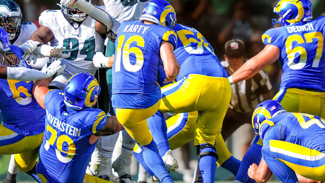 The Eagles’ Jordan Davis blocked a field goal and ran it back for a touchdown on the final play of a Week 3 win over the Rams.