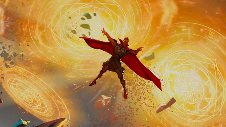Doctor Strange (Benedict Cumberbatch) in Marvel Animation's WHAT IF...? Season 3, exclusively on Disney+. Photo courtesy of Marvel Animation. © 2024 MARVEL. All Rights Reserved.