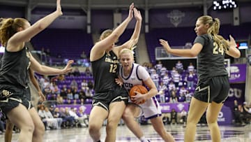 Hailey Van Lith drives to the basket in No. 11 TCU's 63-50 win over Colorado on Wednesday, January 1, 2025.
