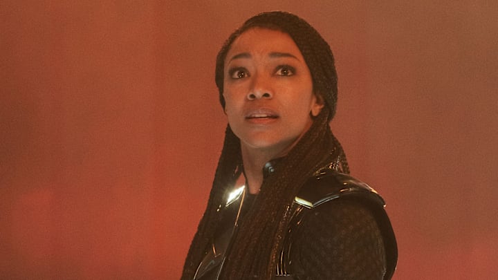 Sonequa Martin-Green as Burnham in Star Trek: Discovery steaming on Paramount+, 2023. Photo Credit: Michael Gibson/Paramount+.