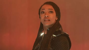 Sonequa Martin-Green as Burnham in Star Trek: Discovery steaming on Paramount+, 2023. Photo Credit: Michael Gibson/Paramount+.
