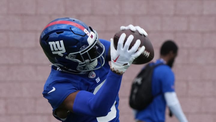 June 11, 2024 -- Wide receiver Malik Nabers at the NY Giants Mandatory Minicamp at their practice facility in East Rutherford, NJ.