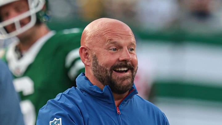 New York Giants coach Brian Daboll reacts before a game against the New York Jets in August of 2024. 