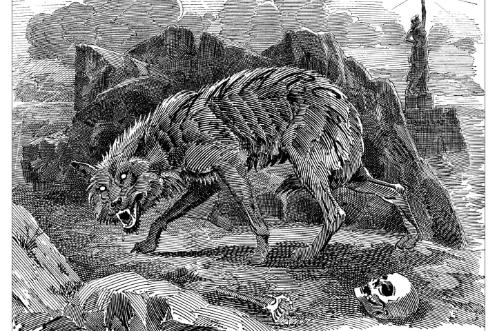 A werewolf is pictured