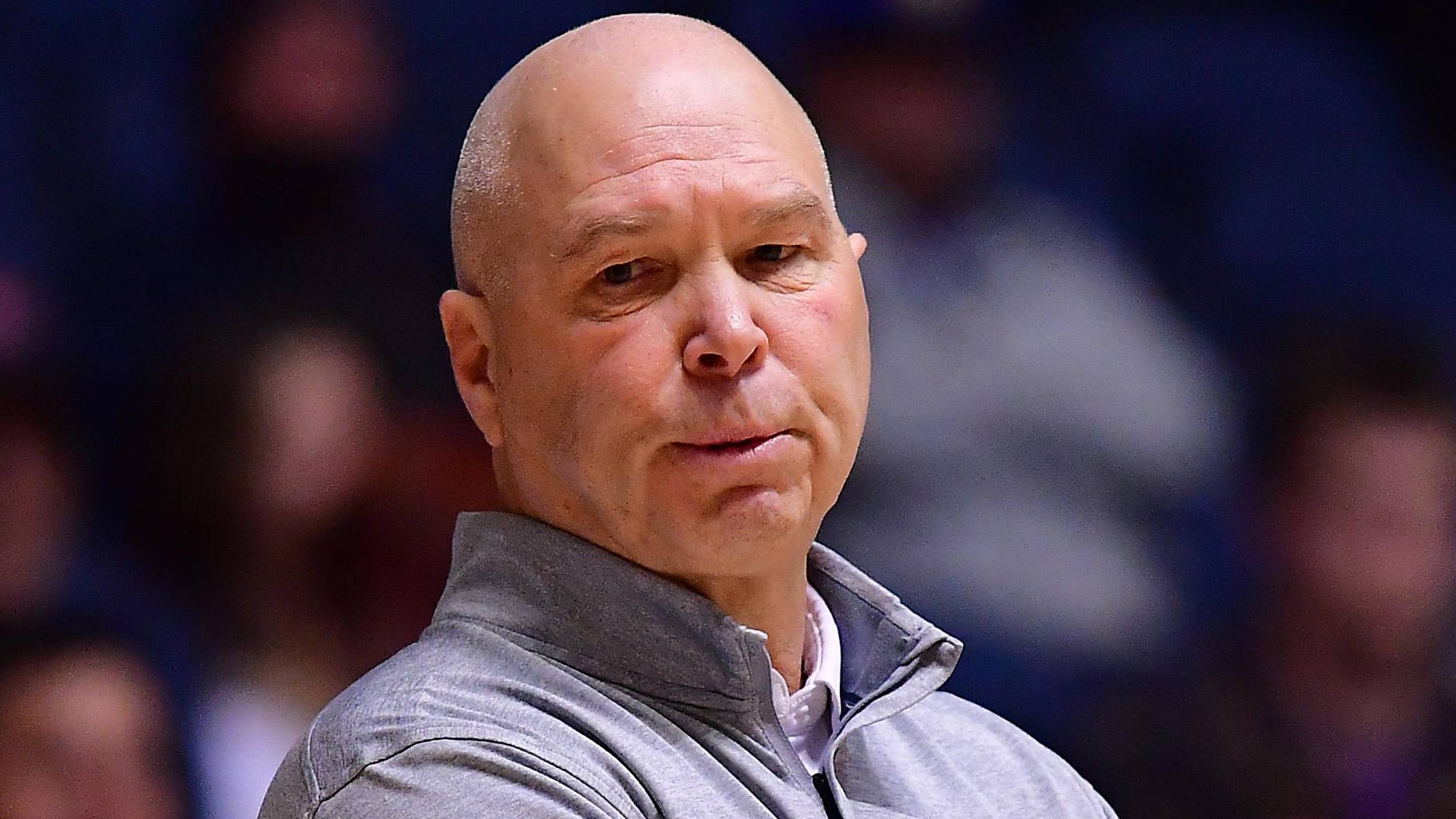Nov 24, 2022; Anaheim, California, USA; St. Mary's Gaels head coach Randy Bennett watches game action against the Washington Huskies during the first half at Anaheim Convention Center. Mandatory Credit: Gary A. Vasquez-Imagn Images | Gary A. Vasquez-Imagn Images