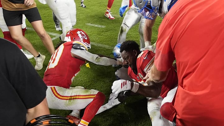 JuJu Smith-Schuster was hit in the helmet by Brian Branch. JuJu Smith-Schuster was hit in the helmet by Brian Branch.