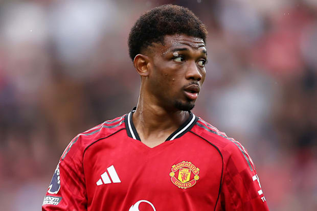 Amad Dialo en acción para el Man United.