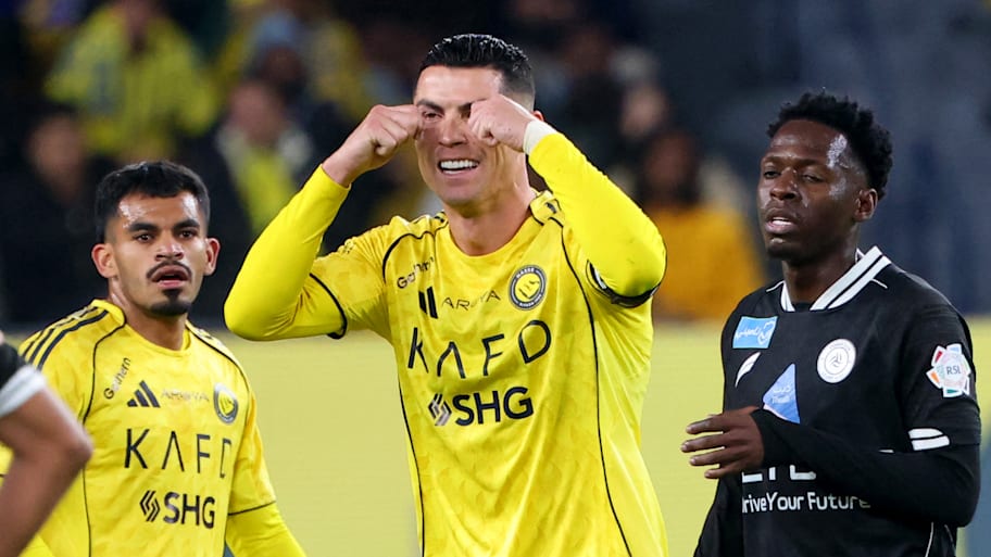 Cristiano Ronaldo mimicking crying.