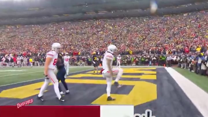 Brandon Inniss broke out LeBron James’s “silencer” celebration after his touchdown for Ohio State against Michigan.