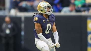 The Atlanta Falcons selected Notre Dame Fighting Irish safety Xavier Watts in the third round of the 2025 NFL draft.
