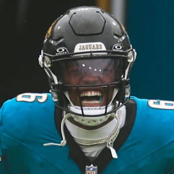 Jacksonville Jaguars safety Darnell Savage (6) is introduced before an NFL football matchup Sunday, Oct. 6, 2024 at EverBank Stadium in Jacksonville, Fla. The Jaguars edged the Colts on a field goal 37-34. [Corey Perrine/Florida Times-Union]