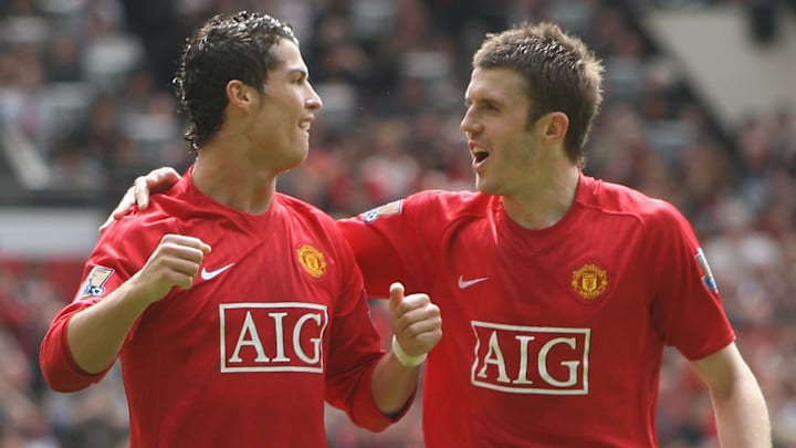 Cristiano Ronaldo (left) played for, with and against Michael Carrick.