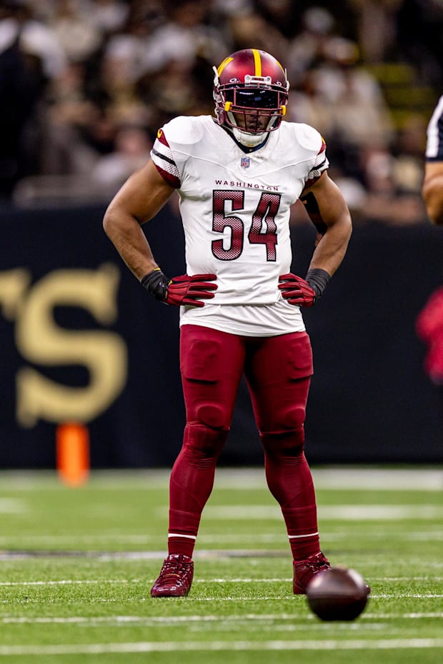 Washington Commanders linebacker Bobby Wagner (54) looks on against the New Orleans Saints