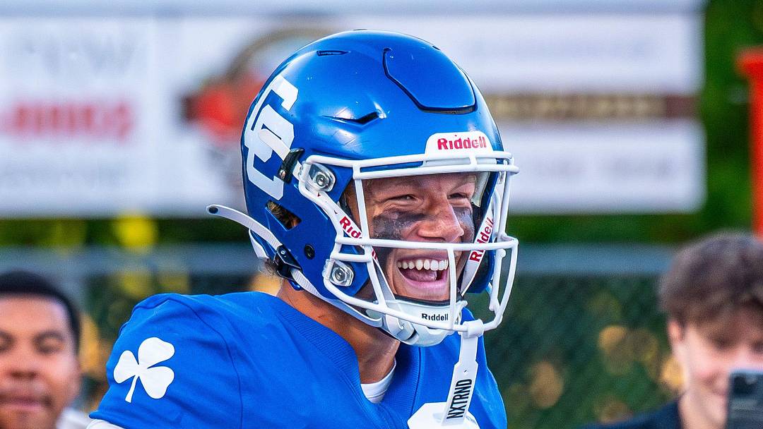 Detroit Catholic Central's Gideon Gash celebrates a touchdown during a football game on Friday, Aug. 29, 2025.