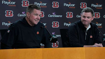 Cincinnati Bengals head coach Zac Taylor introduced new defensive coordinator Al Golden at Paycor Stadium on Jan. 27, 2025.