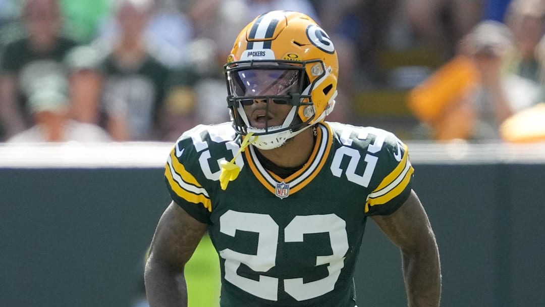 Sep 15, 2024; Green Bay, Wisconsin, USA;  Green Bay Packers cornerback Jaire Alexander (23) during the game against the Indianapolis Colts at Lambeau Field. Mandatory Credit: Jeff Hanisch-Imagn Images