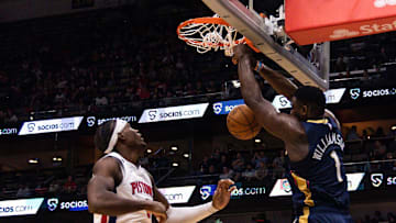 Dec 7, 2022; New Orleans, Louisiana, USA;  New Orleans Pelicans forward Zion Williamson (1): Stephen Lew-Imagn Images