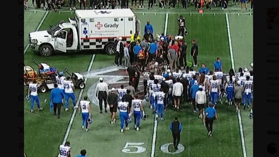 Lions safety Morice Norris was taken off the field in an ambulance. | The Sporting News/Screengrab