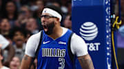 Oct 24, 2025; Dallas, Texas, USA; Dallas Mavericks forward Anthony Davis (3) reacts after a dunk during the second half against the Washington Wizards at American Airlines Center. Mandatory Credit: Kevin Jairaj-Imagn Images