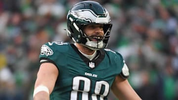 Philadelphia Eagles tight end Dallas Goedert (88) against the Washington Commanders in the NFC Championship game at Lincoln Financial Field.