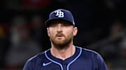 Tampa Bay Rays relief pitcher Bryan Baker (47) looks on from the mound during the seventh inning against the Boston Red Sox at Fenway Park.