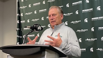 Michigan State Spartans head coach Tom Izzo speaks following a game against the Iowa Hawkeyes on Tuesday, Dec. 2, 2025, at the Breslin Center.