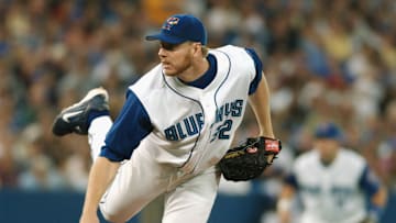 Halladay delivers a pitch 