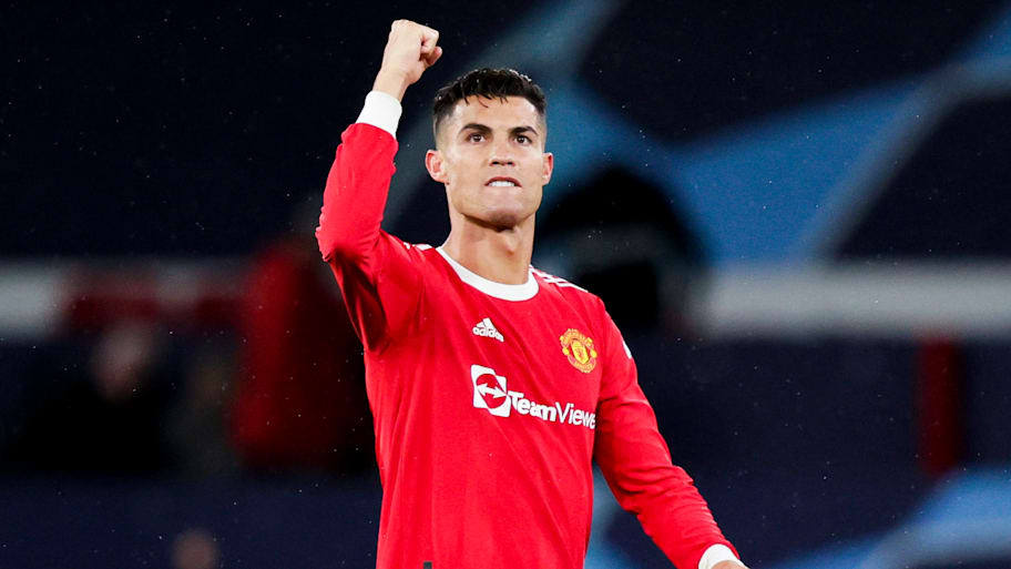 Cristiano Ronaldo raising a clenched fist in celebration.