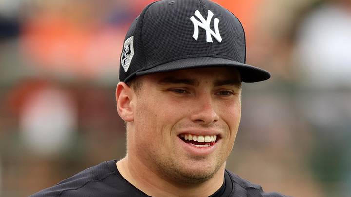 Mar 2, 2024; Sarasota, Florida, USA; New York Yankees infielder Caleb Durbin (87) at Ed Smith Stadium. Mandatory Credit: Kim Klement Neitzel-USA TODAY Sports