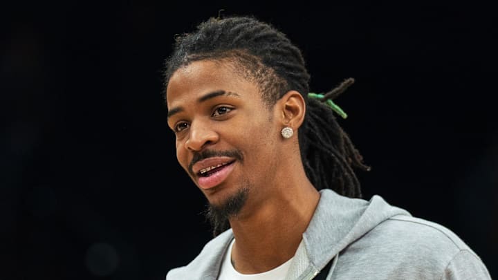 Jan 7, 2024; Phoenix, Arizona, USA;  Memphis Grizzlies guard Ja Morant (12) walks off the court after the end of the game against the Phoenix Suns at Footprint Center.  Morant did not play. 