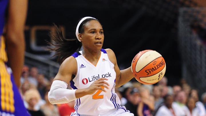 Sep 3, 2011; Phoenix, AZ, USA; Phoenix Mercury guard Temeka Johnson (2) against the Los Angeles Sparks at the US Airways Center.  The Mercury defeated the Sparks 93-77.  Mandatory Credit: Jennifer Stewart-Imagn Images
